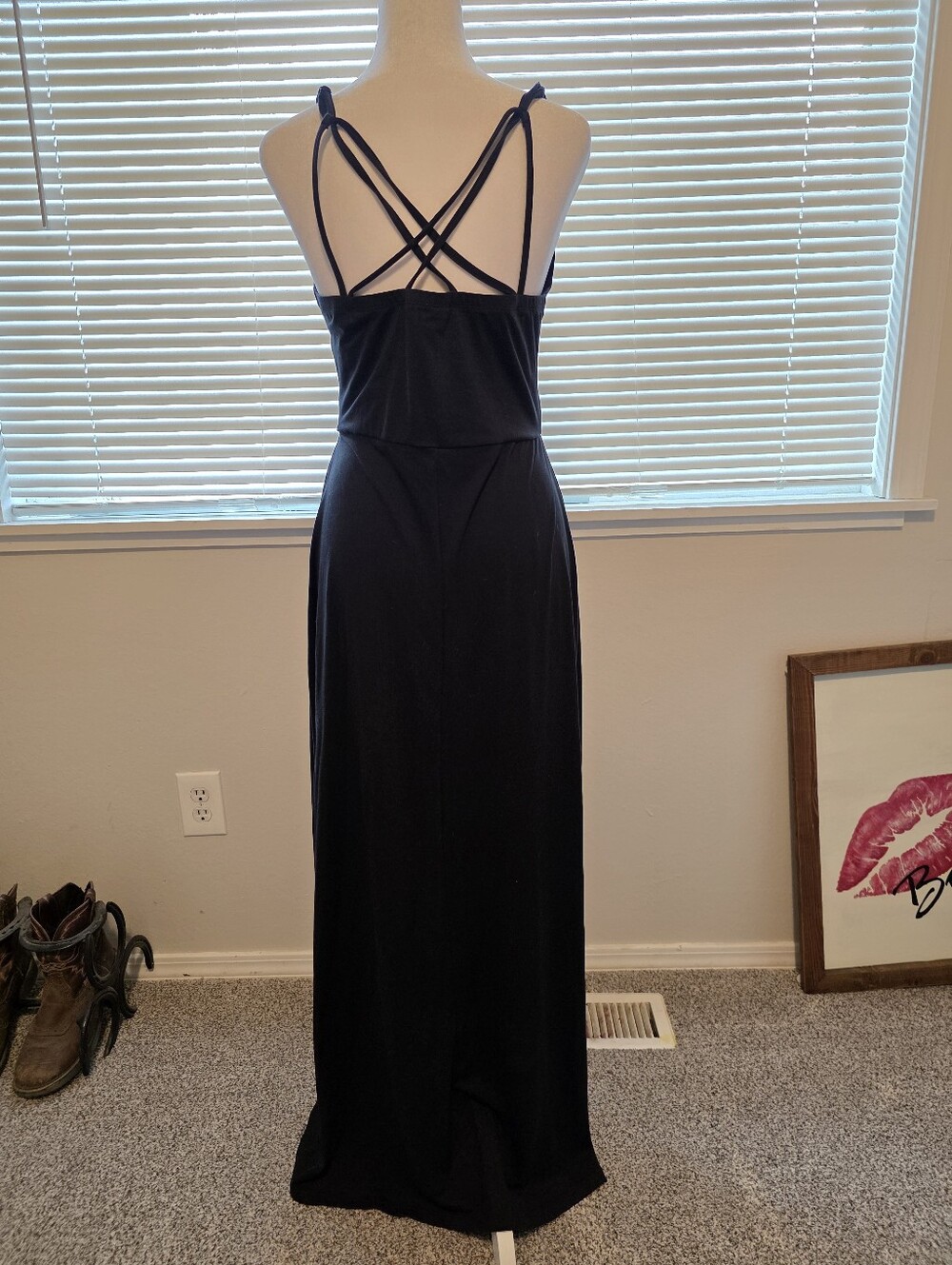 Market & Spruce Black Maxi Dress with Crisscross Back